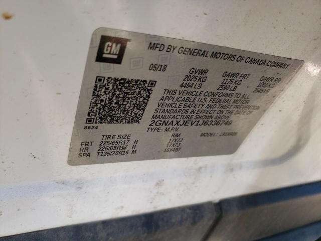 Photo 10 from auction – 2018 CHEVROLET EQUINOX LT with VIN 2GNAXJEV1J6336749