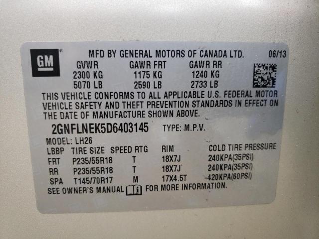 Photo 10 from auction – 2013 CHEVROLET EQUINOX LT with VIN 2GNFLNEK5D6403145