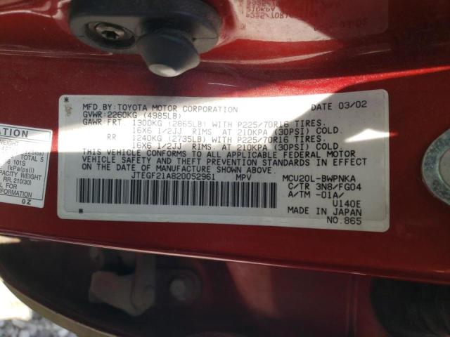 Photo 10 from auction – 2002 TOYOTA HIGHLANDER with VIN JTEGF21A820052961
