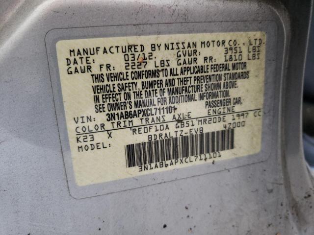 Photo 10 from auction – 2012 NISSAN SENTRA 2.0 with VIN 3N1AB6APXCL711101