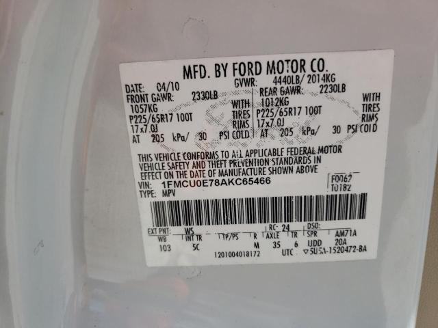 Photo 10 from auction – 2010 FORD ESCAPE LIM with VIN 1FMCU0E78AKC65466