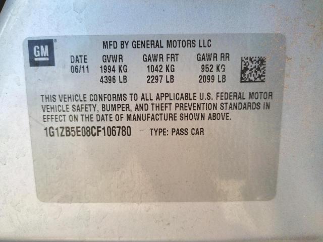Photo 10 from auction – 2012 CHEVROLET MALIBU LS with VIN 1G1ZB5E08CF106780