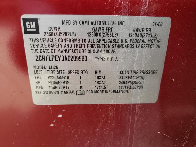 Photo 10 from auction – 2010 CHEVROLET EQUINOX LT with VIN 2CNFLPEY0A6209980