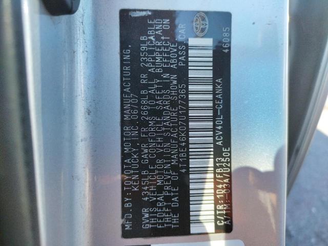 Photo 10 from auction – 2007 TOYOTA CAMRY CE with VIN 4T1BE46K07U177365