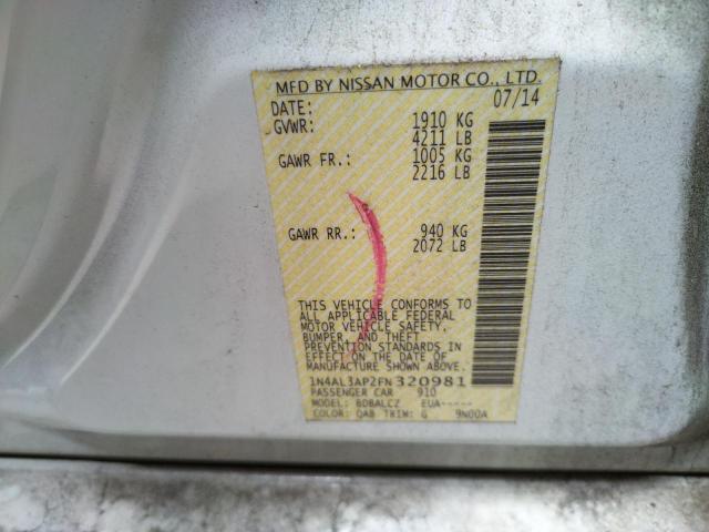 Photo 10 from auction – 2015 NISSAN ALTIMA 2.5 with VIN 1N4AL3AP2FN320981