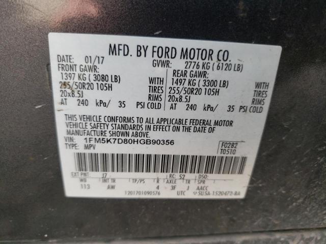 Photo 10 from auction – 2017 FORD EXPLORER X with VIN 1FM5K7D80HGB90356