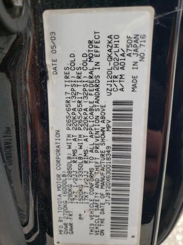 Photo 10 from auction – 2003 LEXUS GX 470 with VIN JTJBT20X630018349