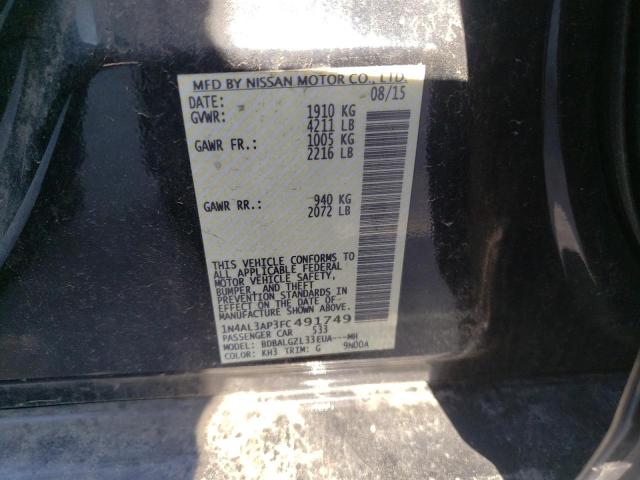 Photo 10 from auction – 2015 NISSAN ALTIMA 2.5 with VIN 1N4AL3AP3FC491749