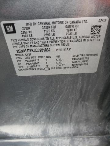 Photo 10 from auction – 2012 CHEVROLET EQUINOX LT with VIN 2GNALDEK0C6281832