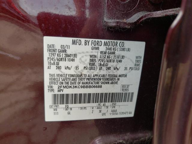 Photo 10 from auction – 2011 FORD EDGE LIMIT with VIN 2FMDK3KC9BBB06688