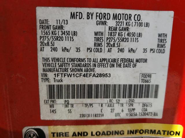 Photo 10 from auction – 2014 FORD F150 SUPER with VIN 1FTFW1CF4EFA28953