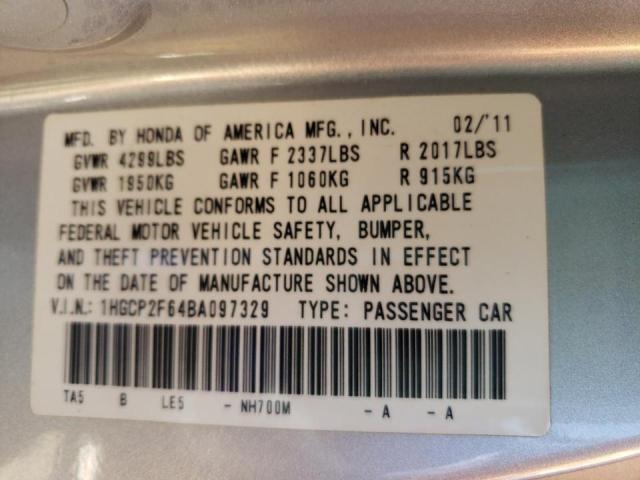 Photo 10 from auction – 2011 HONDA ACCORD SE with VIN 1HGCP2F64BA097329