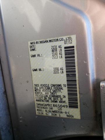 Photo 10 from auction – 2012 NISSAN MAXIMA S with VIN 1N4AA5AP9CC865049