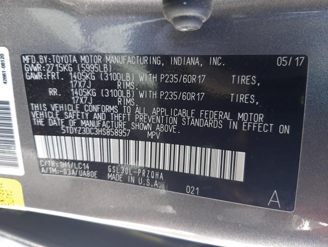 Photo 10 from auction – 2017 TOYOTA SIENNA XLE with VIN 5TDYZ3DC3HS858957