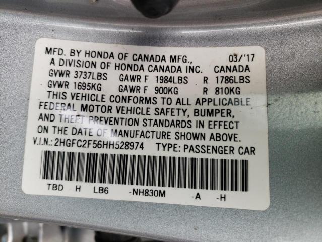 Photo 10 from auction – 2017 HONDA CIVIC LX with VIN 2HGFC2F56HH528974