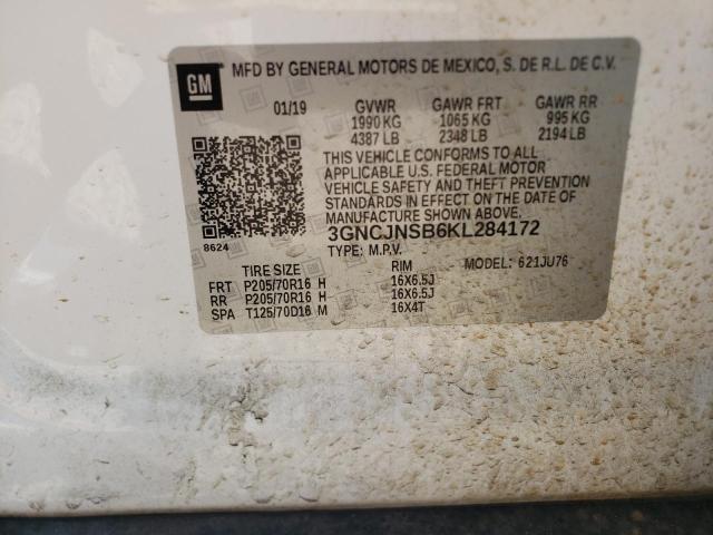 Photo 10 from auction – 2019 CHEVROLET TRAX LS with VIN 3GNCJNSB6KL284172