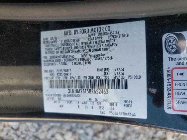 Photo 10 from auction – 2008 LINCOLN MKZ with VIN 3LNHM26T58R652463