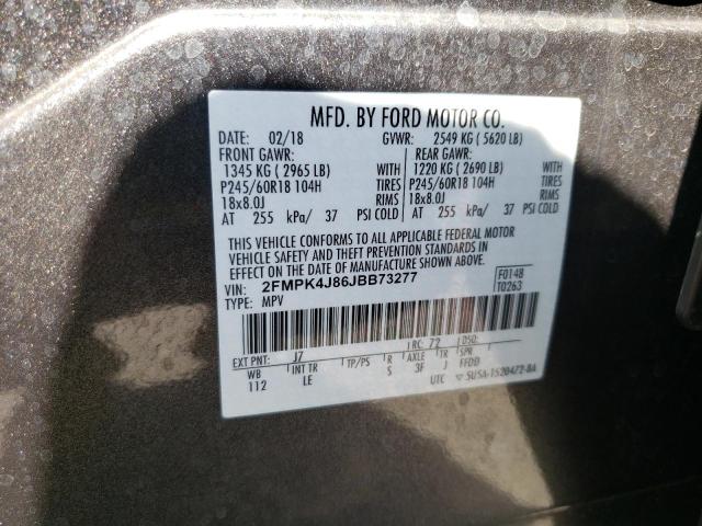 Photo 10 from auction – 2018 FORD EDGE SEL with VIN 2FMPK4J86JBB73277