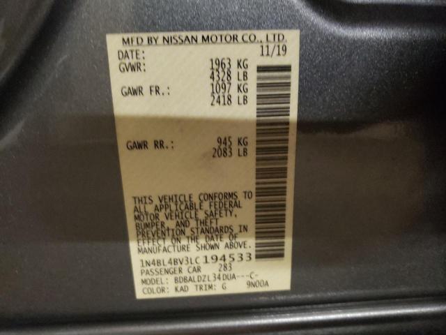 Photo 10 from auction – 2020 NISSAN ALTIMA S with VIN 1N4BL4BV3LC194533