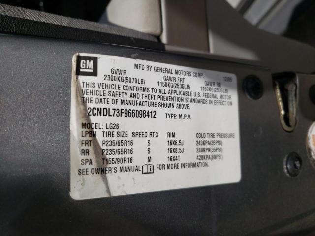 Photo 10 from auction – 2006 CHEVROLET EQUINOX LT with VIN 2CNDL73F966098412