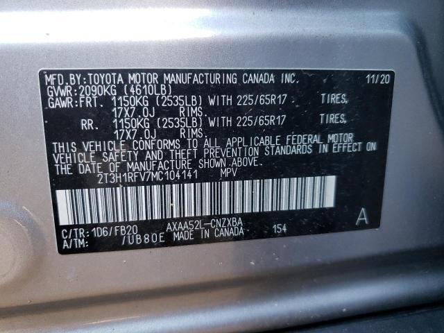 Photo 10 from auction – 2021 TOYOTA RAV4 LE with VIN 2T3H1RFV7MC104141