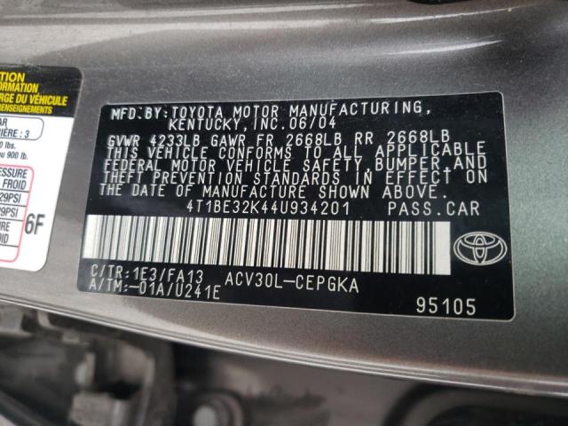 Photo 10 from auction – 2004 TOYOTA CAMRY LE with VIN 4T1BE32K44U934201