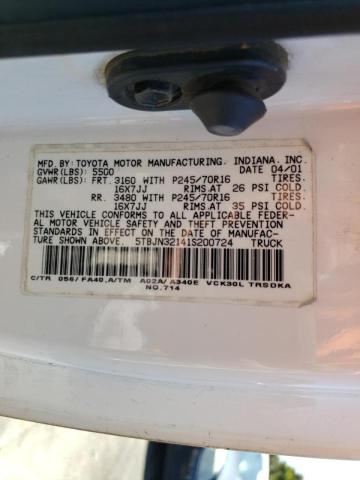 Photo 10 from auction – 2001 TOYOTA TUNDRA with VIN 5TBJN32141S200724
