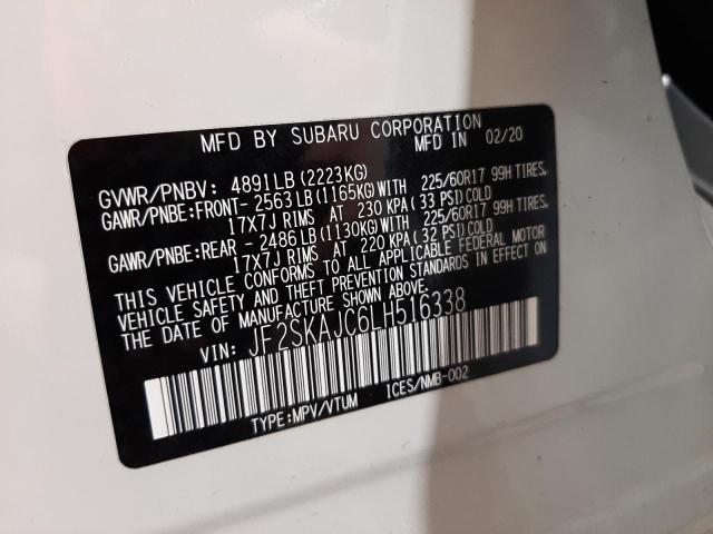 Photo 10 from auction – 2020 SUBARU FORESTER P with VIN JF2SKAJC6LH516338