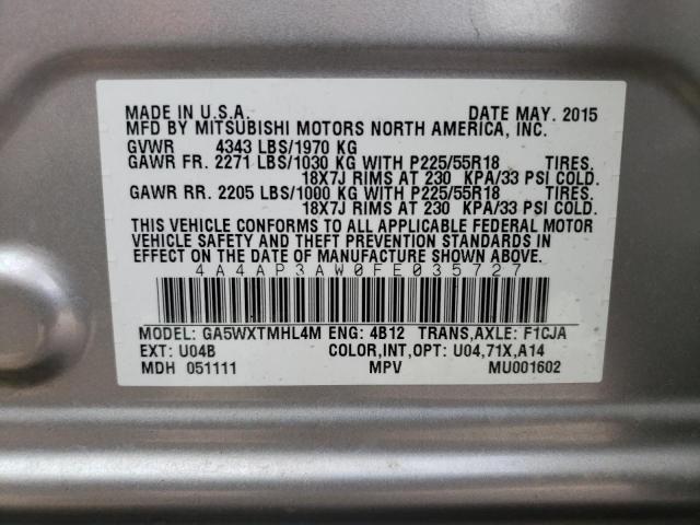 Photo 10 from auction – 2015 MITSUBISHI OUTLANDER with VIN 4A4AP3AW0FE035727