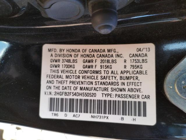 Photo 10 from auction – 2013 HONDA CIVIC LX with VIN 2HGFB2F54DH550520