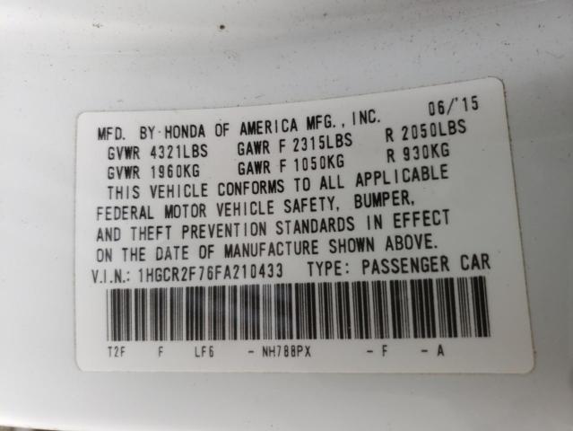 Photo 10 from auction – 2015 HONDA ACCORD EX with VIN 1HGCR2F76FA210433