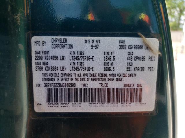Photo 10 from auction – 1998 DODGE RAM 2500 with VIN 3B7KF22Z8WG106909