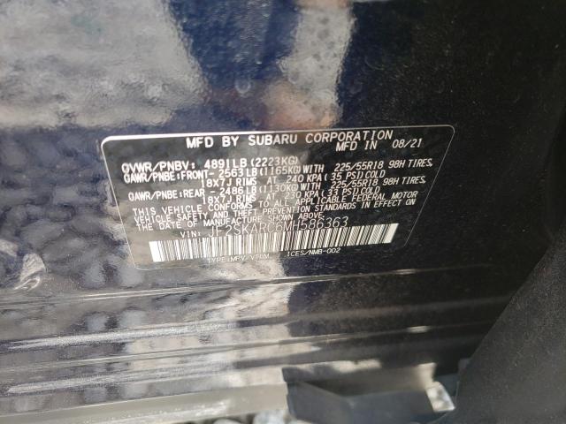 Photo 10 from auction – 2021 SUBARU FORESTER S with VIN JF2SKARC6MH586363