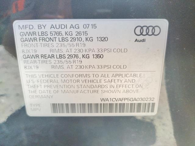 Photo 10 from auction – 2016 AUDI Q5 TDI PRE with VIN WA1CVAFP5GA030232