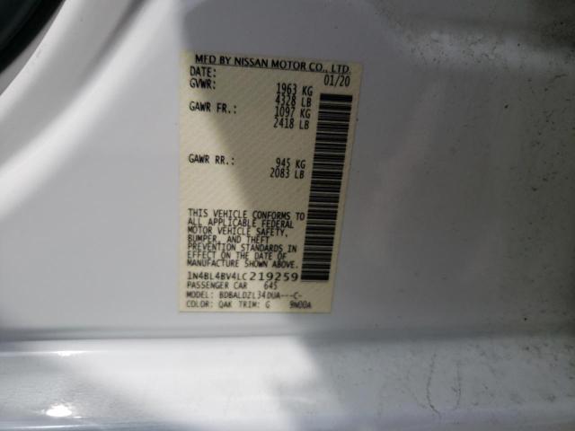 Photo 10 from auction – 2020 NISSAN ALTIMA S with VIN 1N4BL4BV4LC219259