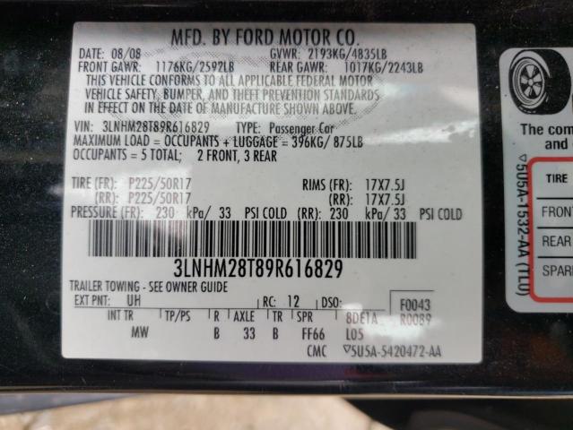 Photo 10 from auction – 2009 LINCOLN MKZ with VIN 3LNHM28T89R616829