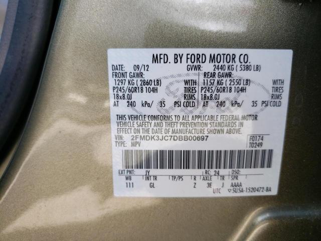 Photo 10 from auction – 2013 FORD EDGE SEL with VIN 2FMDK3JC7DBB00697
