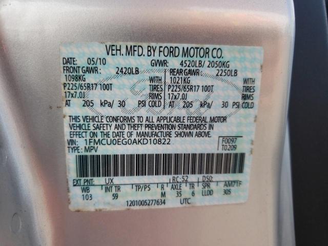 Photo 10 from auction – 2010 FORD ESCAPE LIM with VIN 1FMCU0EG0AKD10822