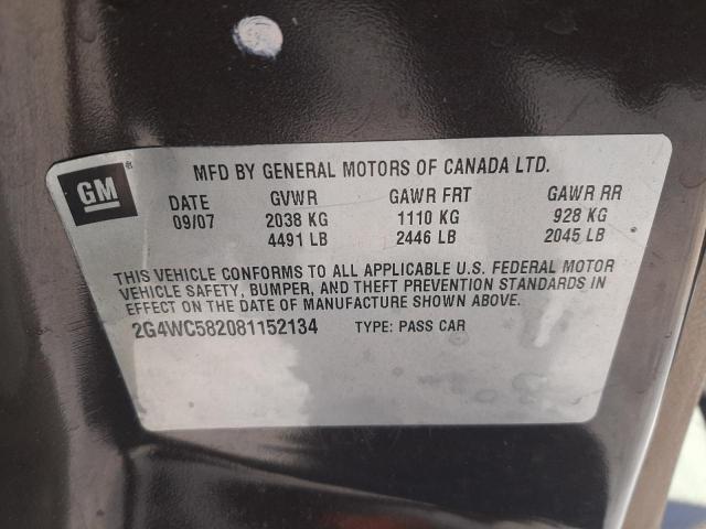 Photo 10 from auction – 2008 BUICK LACROSSE C with VIN 2G4WC582081152134
