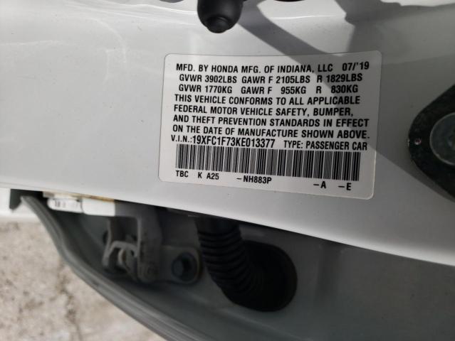Photo 10 from auction – 2019 HONDA CIVIC EXL with VIN 19XFC1F73KE013377