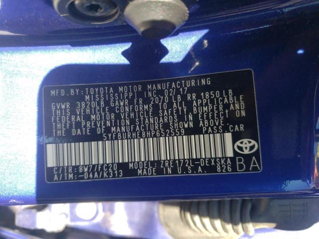 Photo 10 from auction – 2017 TOYOTA COROLLA L with VIN 5YFBURHE8HP652559