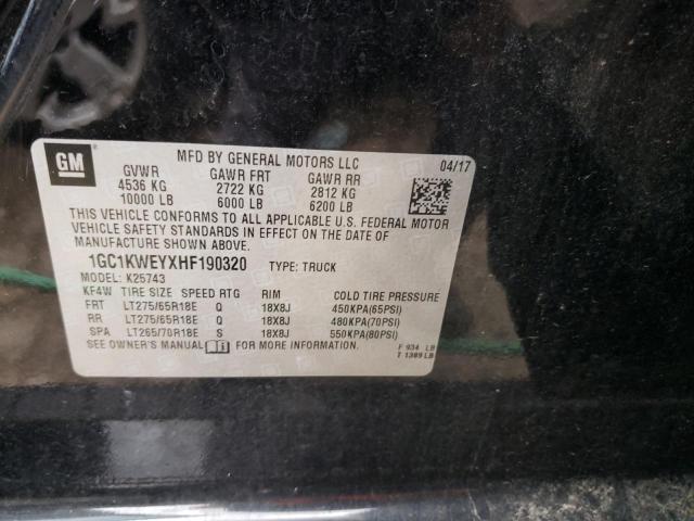 Photo 10 from auction – 2017 CHEVROLET SILVERADO with VIN 1GC1KWEYXHF190320