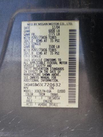 Photo 10 from auction – 2005 NISSAN PATHFINDER with VIN 5N1AR18W55C720632