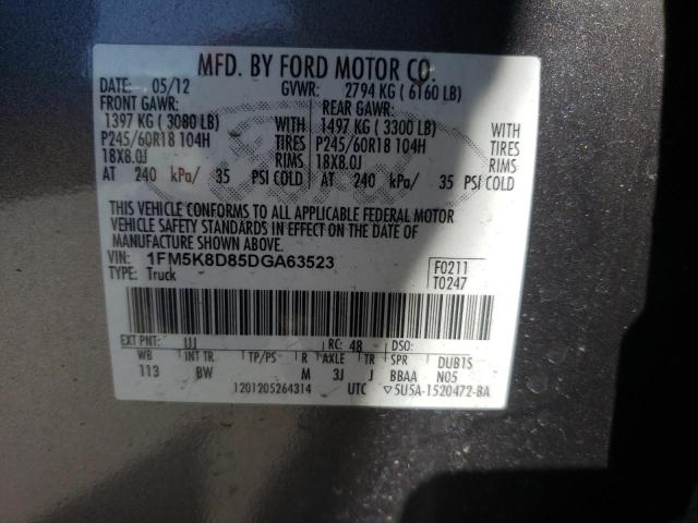 Photo 10 from auction – 2013 FORD EXPLORER X with VIN 1FM5K8D85DGA63523