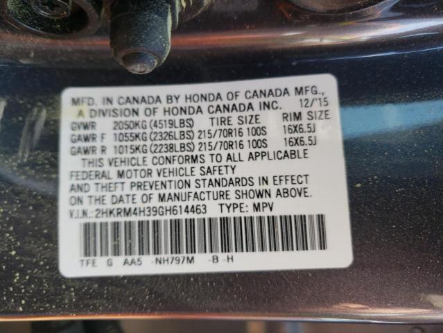 Photo 10 from auction – 2016 HONDA CR-V LX with VIN 2HKRM4H39GH614463