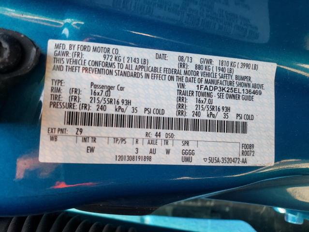 Photo 10 from auction – 2014 FORD FOCUS SE with VIN 1FADP3K25EL136469