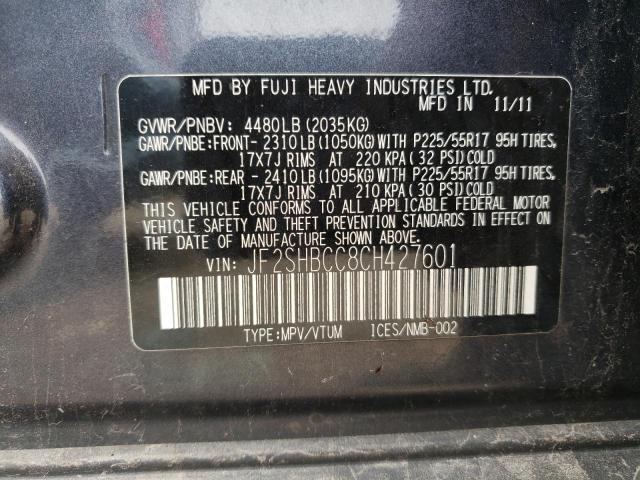 Photo 10 from auction – 2012 SUBARU FORESTER 2 with VIN JF2SHBCC8CH427601