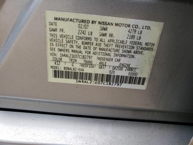 Photo 10 from auction – 2007 NISSAN ALTIMA with VIN 1N4AL21E07C182797
