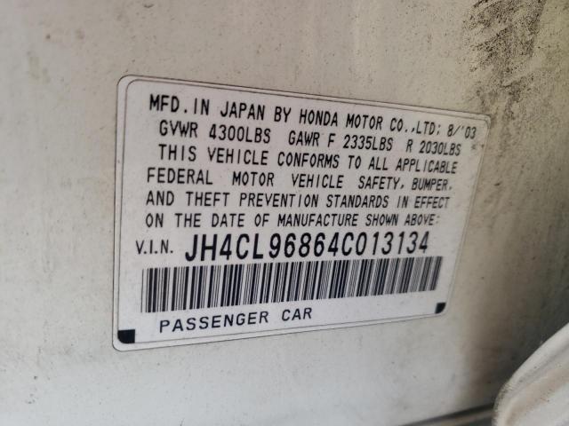 Photo 10 from auction – 2004 ACURA TSX with VIN JH4CL96864C013134