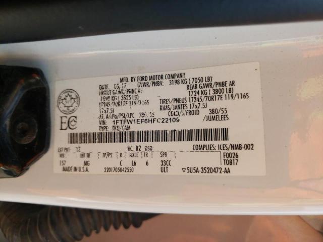 Photo 10 from auction – 2017 FORD F150 SUPER with VIN 1FTFW1EF6HFC22109